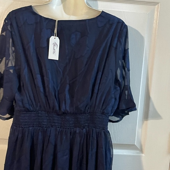 Chic Long Sleeve Navy Dress - Picture 6 of 9